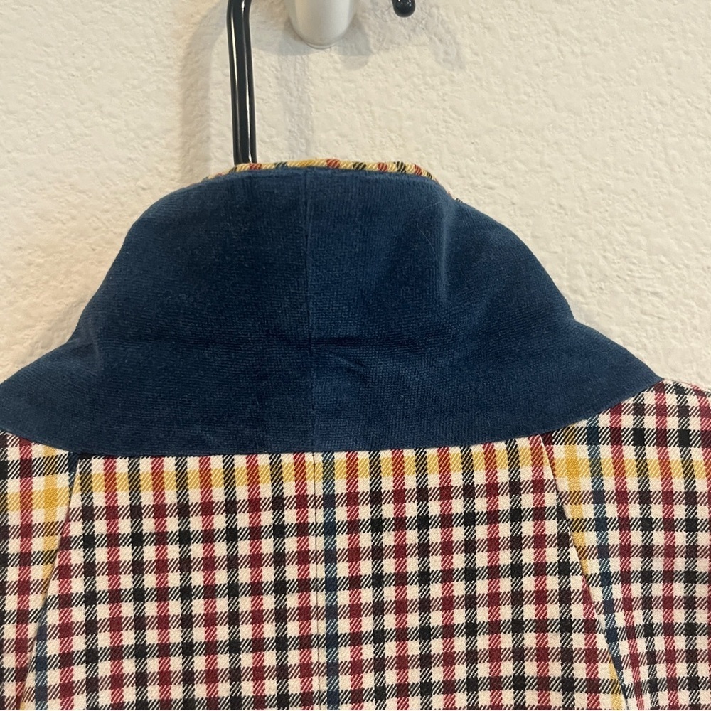 1901 Women’s rusty autumn colored plaid blazer size 10 fun blue under collar - Picture 11 of 14